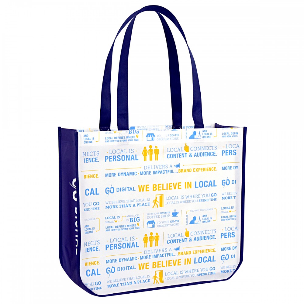 Promotional Custom Full-Color Laminated Non-Woven Lululemon Style Round Cornered Promotional Tote Bag16"x14"x6"