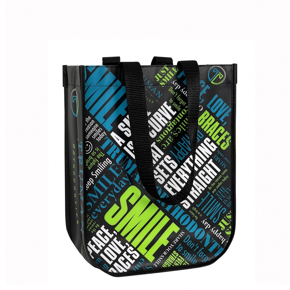 Laminated Non-Woven Round Cornered Lululemon Style Promotional Gift Bag 9"x12"x4.5" with Logo