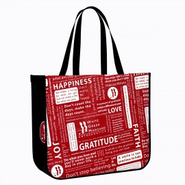 Full-Color Laminated Non-Woven Lululemon Style Round Cornered Promotional Tote Bag16"x14"x6" with Logo