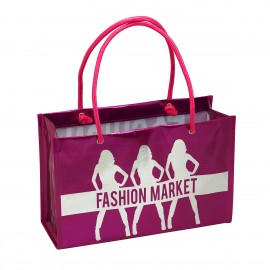 Custom Laminated Metallic Tote Bag 13"x8.5"x5"  Custom Laminated Metallic Tote Bag 13"x8.5"x5"