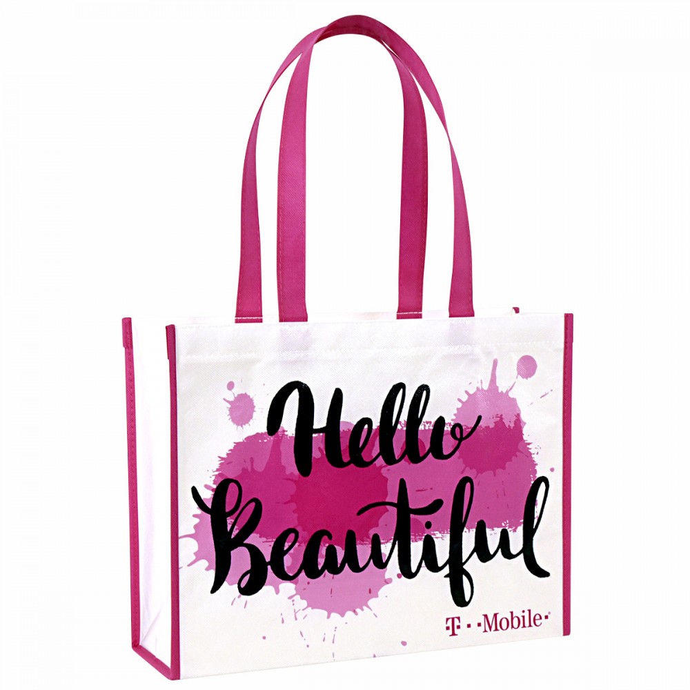 Custom Full-Color Laminated Non-Woven Promotional Tote Bag15"x11.5"x5" with Logo