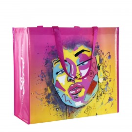 Custom Full-Color Laminated Non-Woven Promotional Tote Bag 18"x14"x8" with Logo