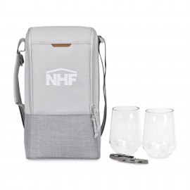 Parkview Insulated Wine-to-Go Carry Tote - Greystone with Logo