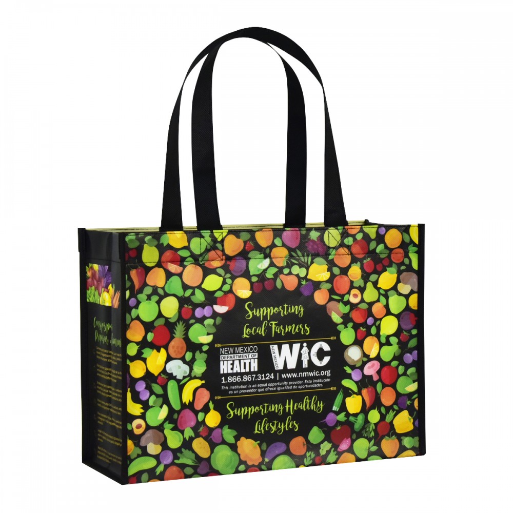 Custom Full-Color Laminated Non-Woven Promotional Tote Bag12.5"x9"x5" with Logo