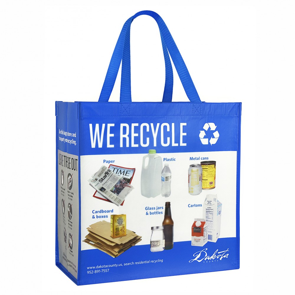 Promotional Custom Full-Color Laminated RPET(made of recycled bottles) Recycling Bag 15"x15"x8"