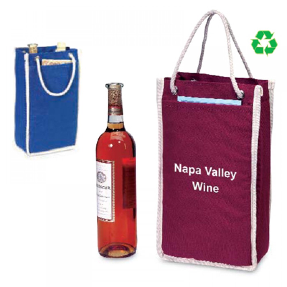 12oz Premium Canvas Wine Tote (Two Bottles) with Logo