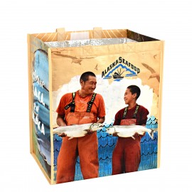 Personalized Custom 145g Laminated Woven Insulated Grocery Cooler Bag w/Velcro Closure 13"x15"x10"