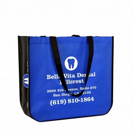 Custom Full-Color Laminated Non-Woven Lululemon Style Round Cornered Promotional Tote Bag 16"x14"x6" with Logo