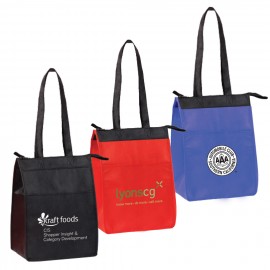 Logo Branded Non-Woven Insulated Zippered Lunch Tote  Logo Branded Non-Woven Insulated Zippered Lunch Tote