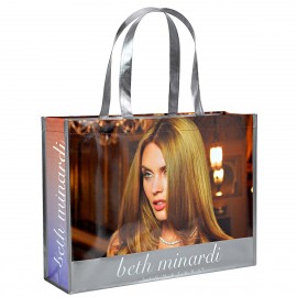 Full-Color Printed Double Laminated Silver Metallic Tote Bag 18"x13.5"x5.5" with Logo