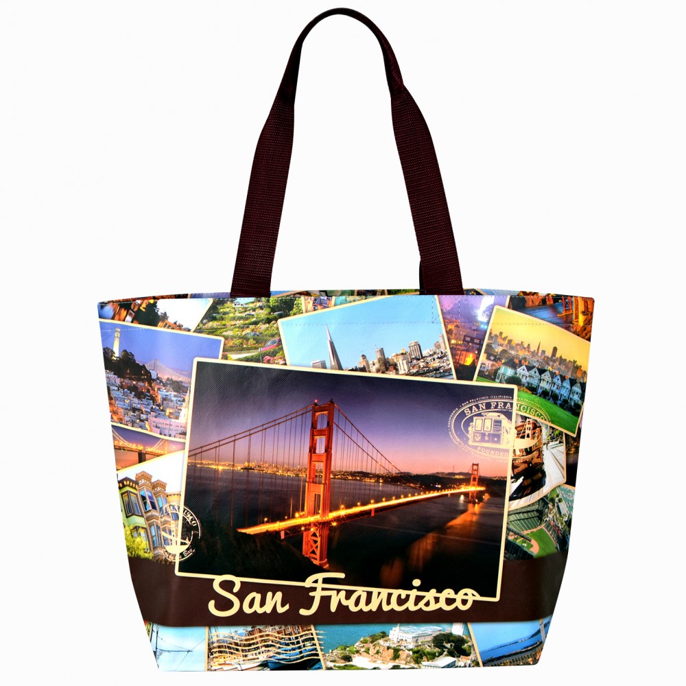 Custom Full-Color Double Layered Laminated Non-Woven SF Travel Bag 20"x14"x6"