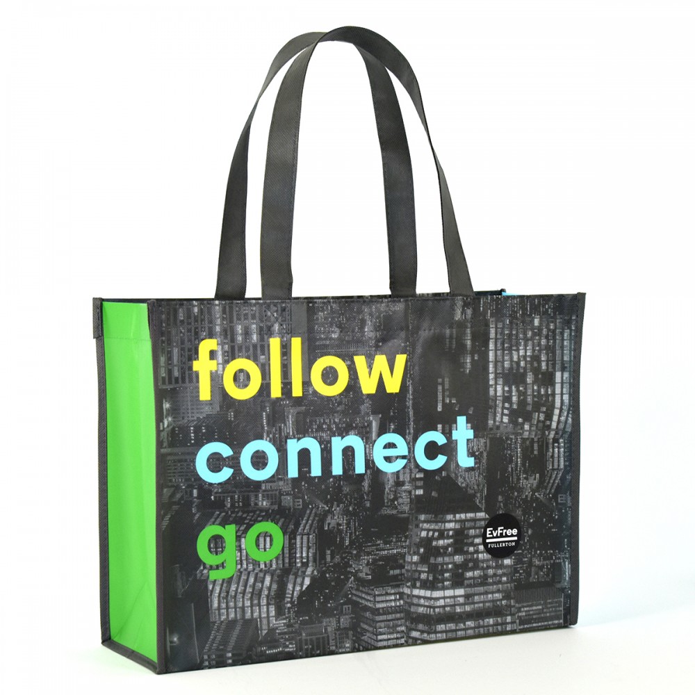 Promotional Custom Full-Color Laminated Non-Woven Promotional Tote Bag15"x11"x5"