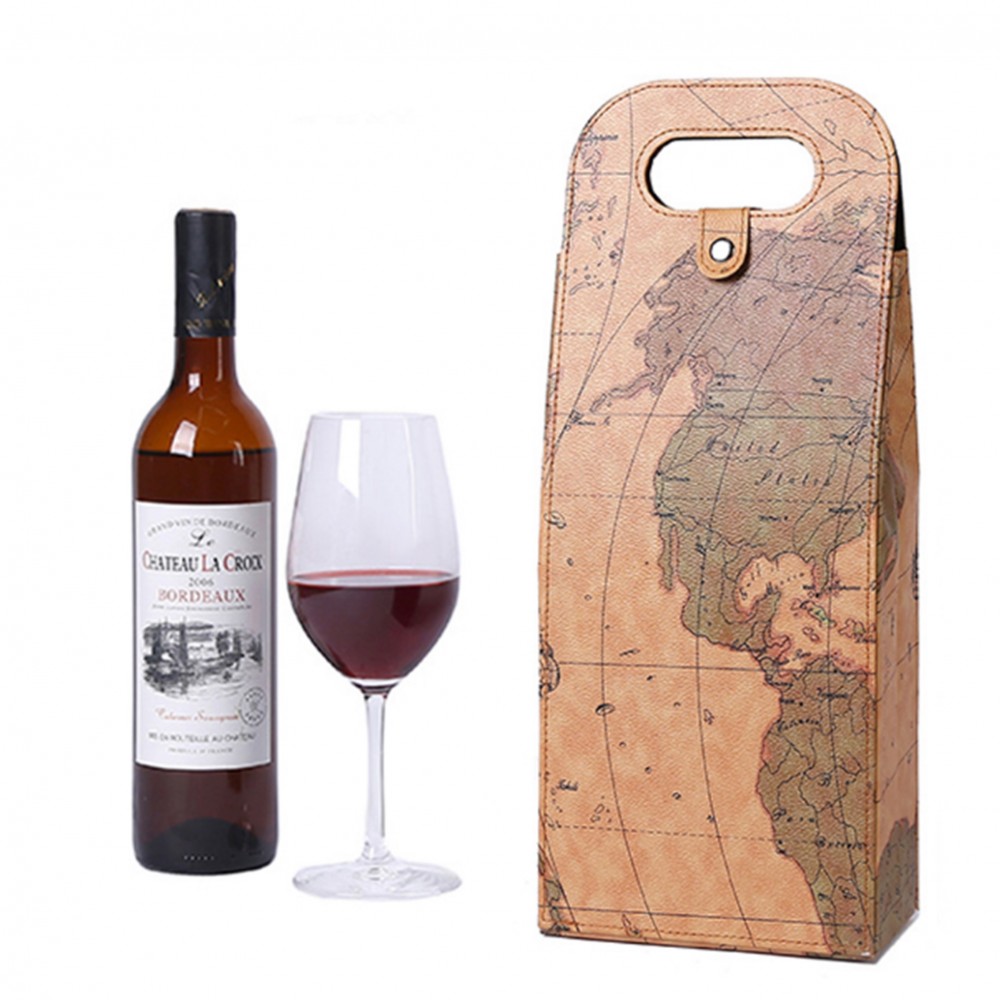 Custom Map design Reusable Wine Carriers Bag