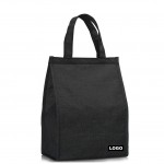 Simple Waterproof Insulated Large Adult Lunch Tote Bag -Black with Logo