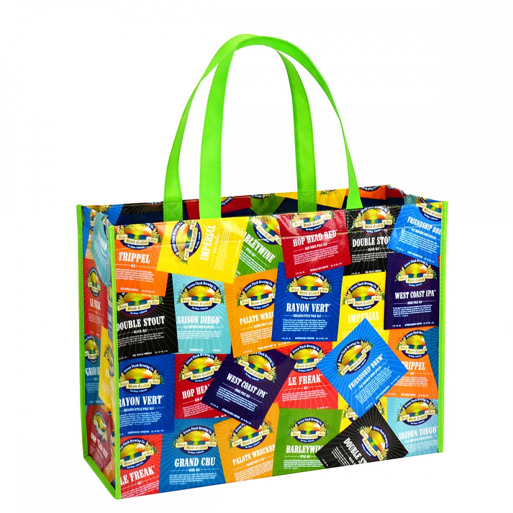 Custom Full-Color Laminated Non-Woven Promotional Tote Bag17"x13"x6.5" with Logo