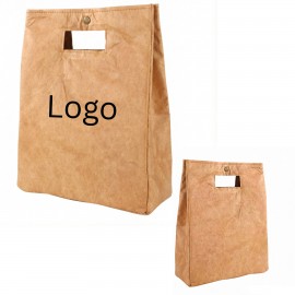 Personalized Reusable Insulated Washable Kraft Paper Lunch Bag - Snap Closure
