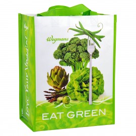 Logo Branded Custom Full-Color 145g Laminated Woven Promotional Grocery Bag 12"x15"x7""