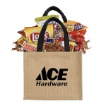 Branded Burlap Bag of Snacks with Logo