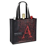 Custom 120g Laminated Non-Woven 3-Bottle Wine Tote 12"x11"x4" with Logo