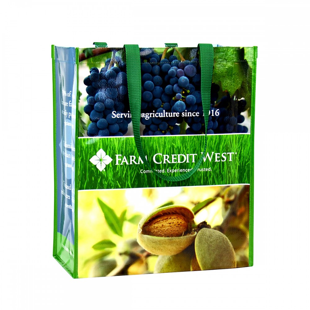 Custom Full-Color 145g Laminated Woven Grocery Bag 14"x17"x8" with Logo Custom Full-Color 145g Laminated Woven Grocery Bag 14"x17"x8" with Logo