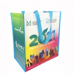 Full-Color Laminated Non-Woven Grocery Tote Bag 13"x15"x8" with Logo