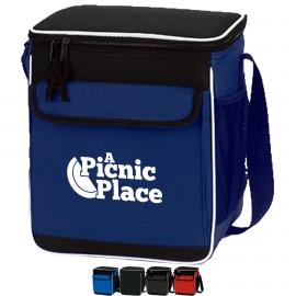 Premium Insulated 12 Pack Lunch Cooler Bag w/ Front Pocket & Side Mesh (9" x 11" x 7") with Logo