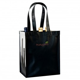 Logo Branded Custom 120g Laminated Non-Woven 3-Bottle Wine Tote 9.5"x12"x9.5"