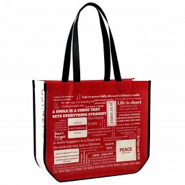 Personalized Custom Full-Color Laminated Non-Woven Lululemon Style Round Cornered Promotional Tote Bag 16"x14"x6"