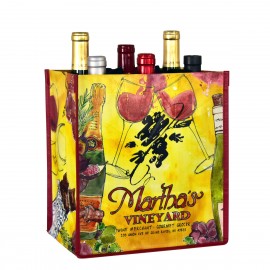 Custom 145g Laminated Woven 6-Bottle Wine Tote Bag 10"x11"x7" with Logo  Custom 145g Laminated Woven 6-Bottle Wine Tote Bag 10"x11"x7" with Logo