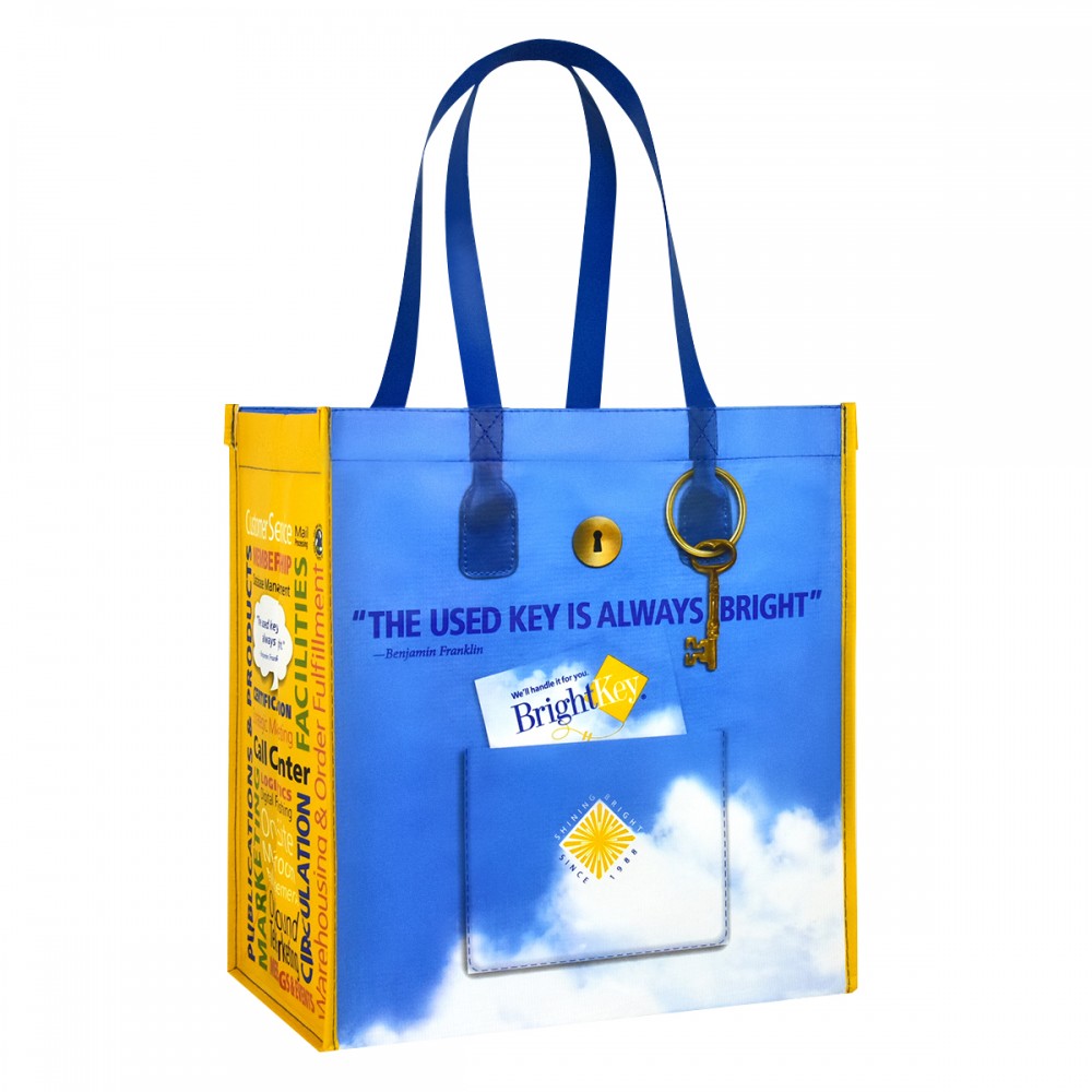  Custom Full-Color Printed 145g Laminated RPET (from plastic bottles)Tote BagÂ Â 12.5"x13.5"x8.5"