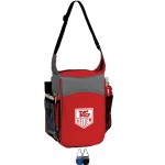 Logo Branded Two-Tone Insulated Picnic Lunch Cooler Bag w/ Front Pocket & Dual Side Mesh Pocket (7" x 10.5" x 5")