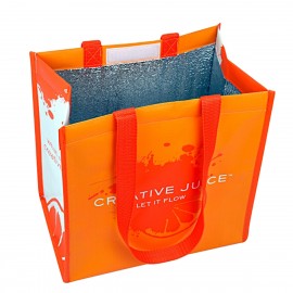 Customized Custom 145g Laminated Woven Insulated Can Cooler Bag w/Velcro Closure 11"x11"x7"