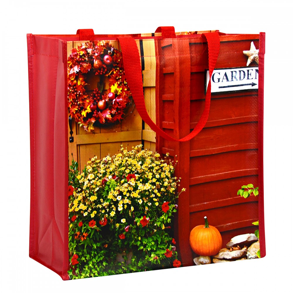 Custom Full-Color Laminated Woven Promotional Tote Bag 14"x15"x7" Custom Full-Color Laminated Woven Promotional Tote Bag 14"x15"x7"