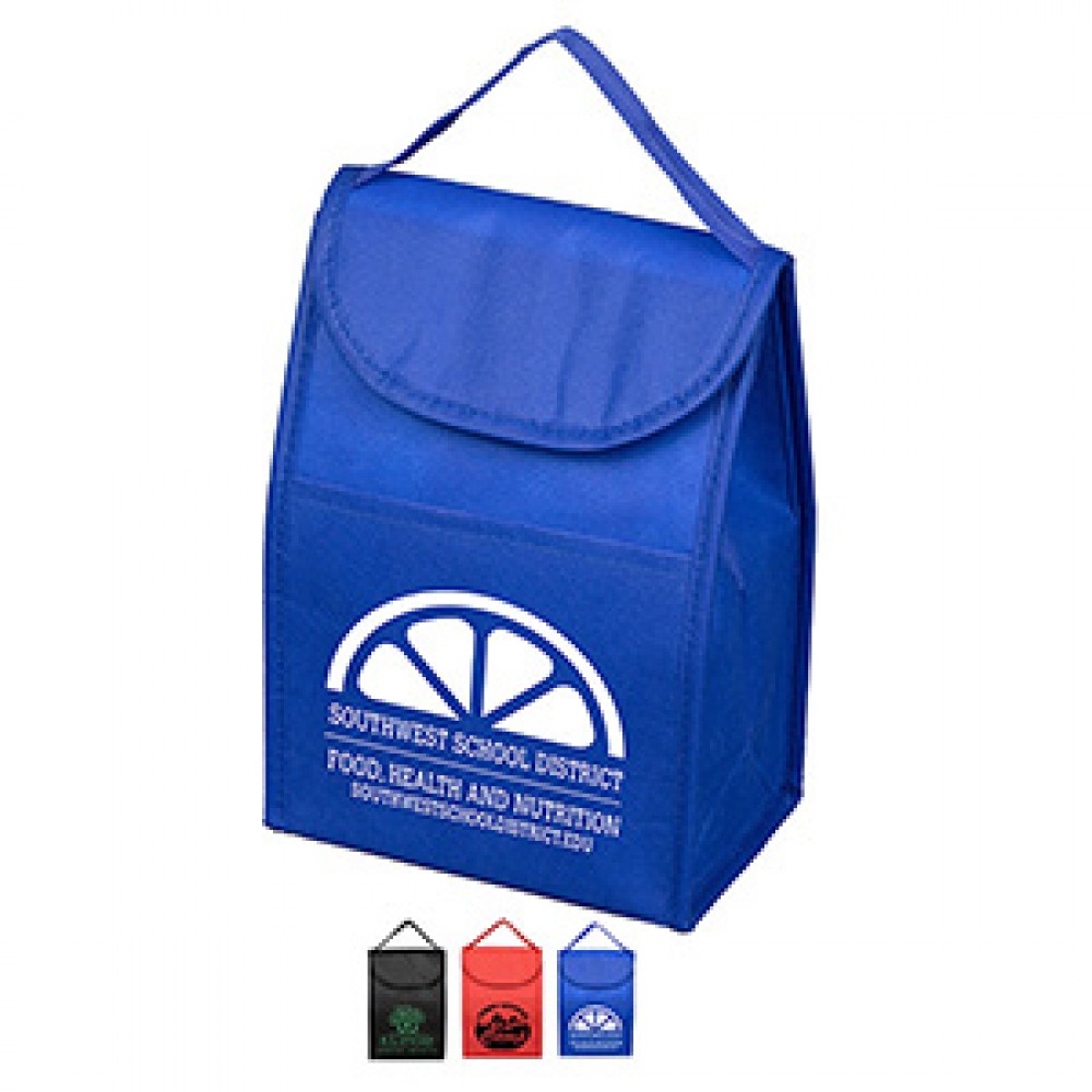 Customized "ARCTIC CHILL" Tall Insulated Cooler Lunch Tote with Hook & Loop Closure