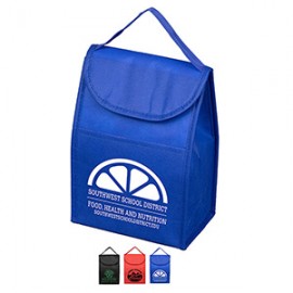 Promotional "ARCTIC CHILL" Tall Insulated Cooler Lunch Tote with Hook & Loop Closure