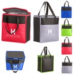Two-Tone Flat Top Insulated Non-Woven Grocery Tote with Logo