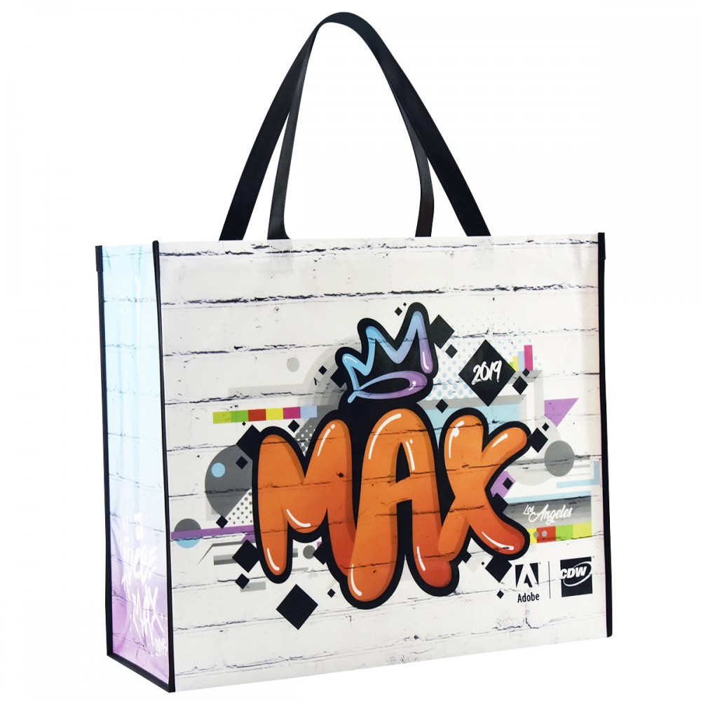 Custom Full-Color Laminated Non-Woven Promotional Tote Bag 20"x17"x8" with Logo