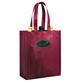 Promotional Custom 120g Laminated Non-Woven 3-Bottle Wine Tote 9.5"x12"x4.75"  Promotional Custom 120g Laminated Non-Woven 3-Bottle Wine Tote 9.5"x12"x4.75"