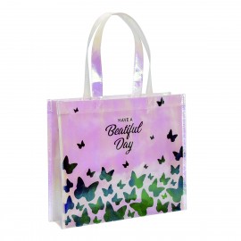 Custom 120g Laminated Non-Woven Iridescent Hip Bag 13.5"x11.5"x3.5" with Logo