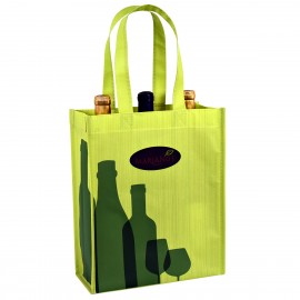 Logo Branded Custom 120g Laminated Non-Woven 3-Bottle Wine Tote 9.5"x12"x4.75"  Logo Branded Custom 120g Laminated Non-Woven 3-Bottle Wine Tote 9.5"x12"x4.75"