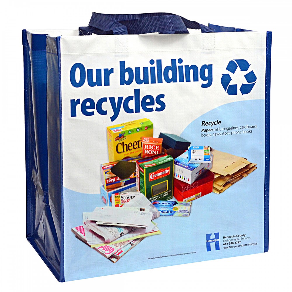 Custom 150g Laminated Woven Recycling Bag 14"x15"x10" Custom 150g Laminated Woven Recycling Bag 14"x15"x10"