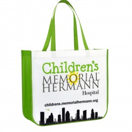 Custom Full-Color Laminated Non-Woven Round Cornered Promotional Tote Bag16"x14"x6" with Logo