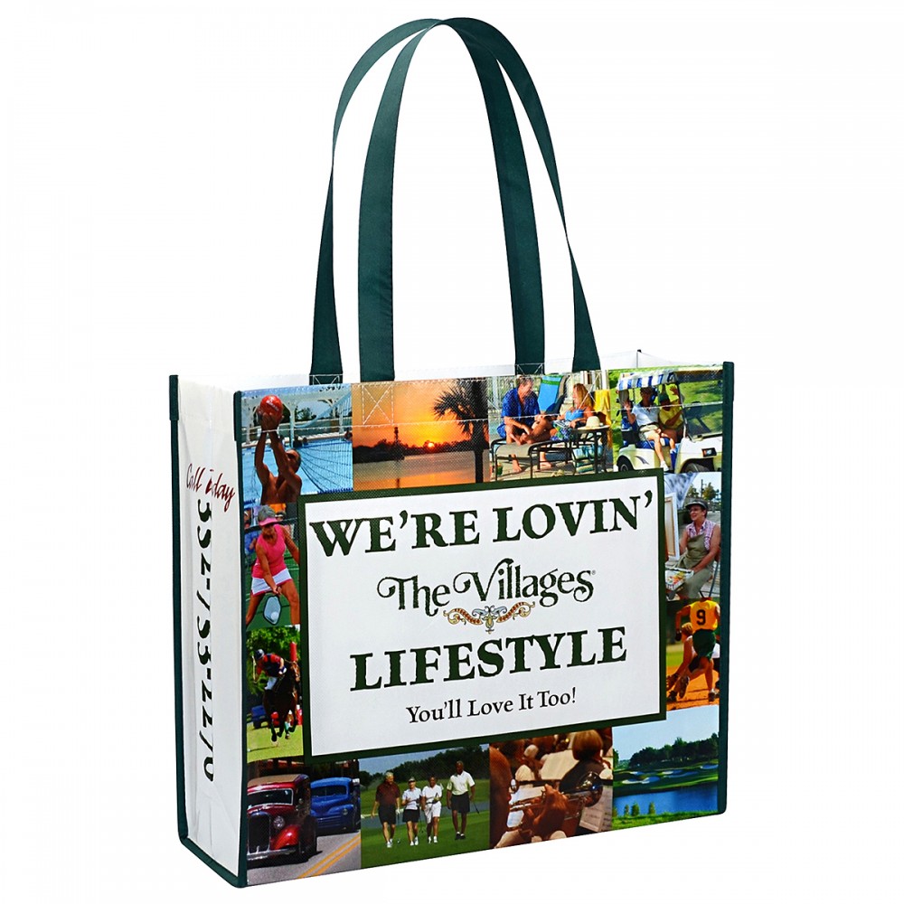 Custom Full-Color Laminated Non-Woven Promotional Tote Bag 15"x13"x5" with Logo Custom Full-Color Laminated Non-Woven Promotional Tote Bag 15"x13"x5" with Logo