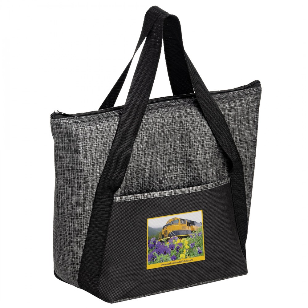 Custom Insulated Tweed Look Non-Woven Tote-Full Color (14"x11"x5") - Color Evolution