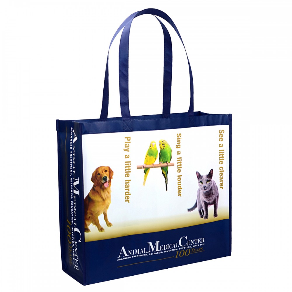Custom Full-Color Laminated Non-Woven Promotional Tote Bag18"x16"x6" with Logo