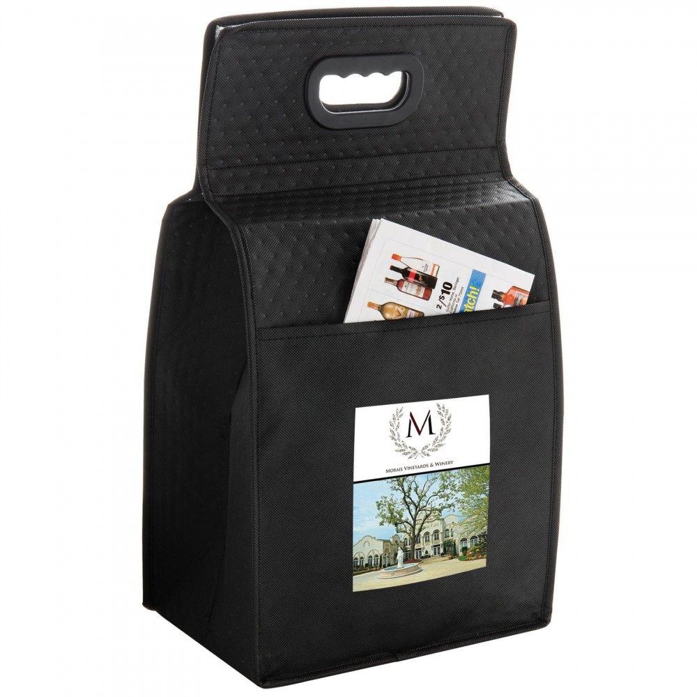 Insulated Wine Tote Bag - 6 Bottle Non-Woven Tote w/Full Color (10.5"x7"x19.5") - Color Evolution with Logo