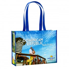 Custom Full-Color Laminated Non-Woven Promotional Tote Bag 15"x11.5"x5" with Logo