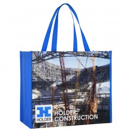 Custom Full-Color Laminated Non-Woven Promotional Library Tote 15"x13"x8" with Logo  Custom Full-Color Laminated Non-Woven Promotional Library Tote 15"x13"x8" with Logo