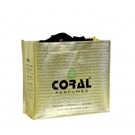Customized Textured Laminated Metallic Gold Tote Bag 9"x8.5"x4"