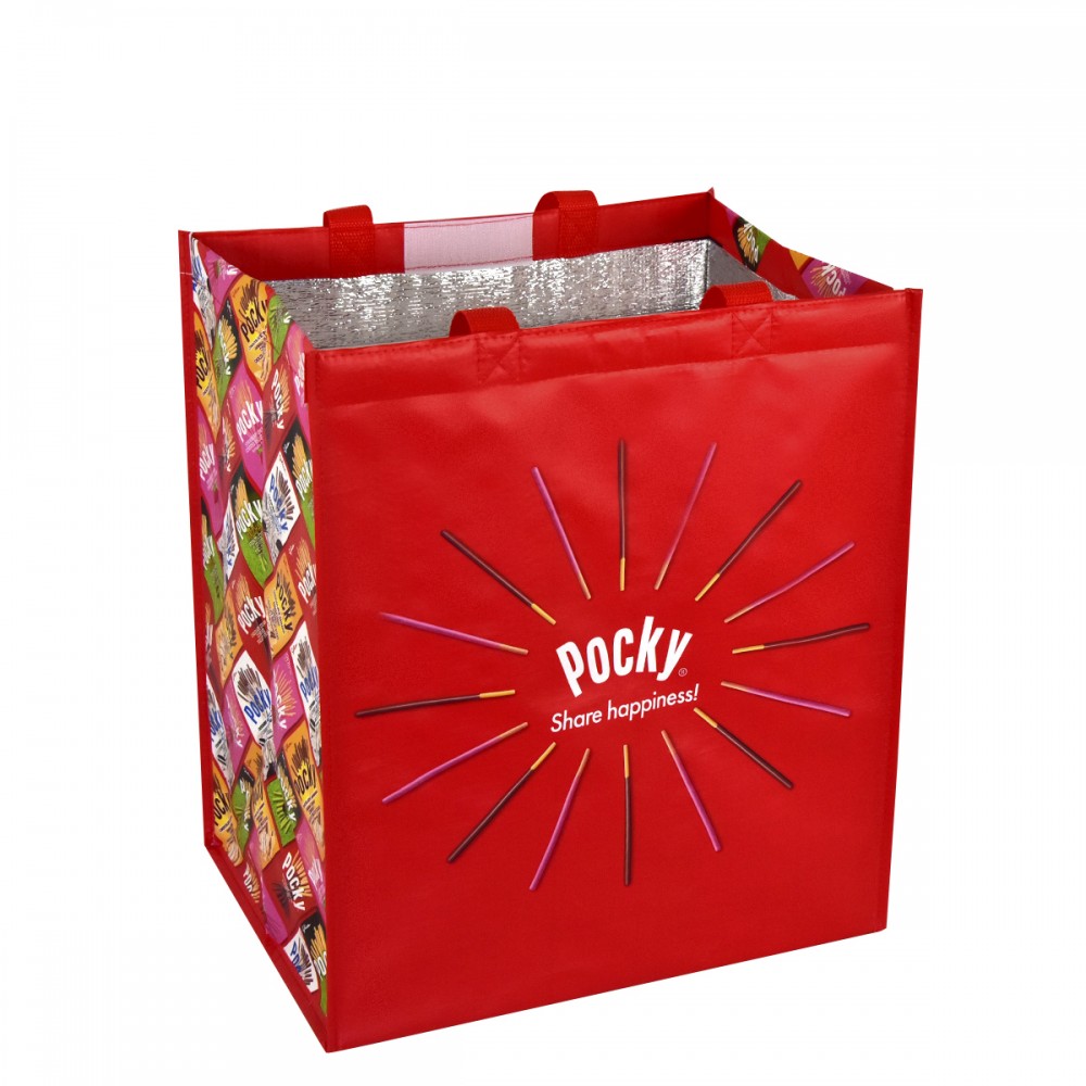 Promotional Custom 145g Laminated Woven Insulated Grocery Cooler Bag w/Velcro Closure 13"x15"x10" Promotional Custom 145g Laminated Woven Insulated Grocery Cooler Bag w/Velcro Closure 13"x15"x10"
